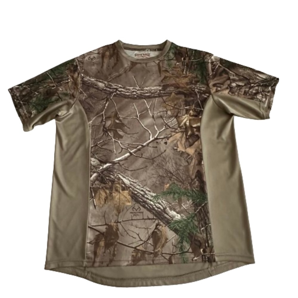 Rustic Ridge Man's M Green/Brown/Gray Camouflage Short Sleeve Round Neck T-shirt